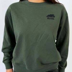 Roots Sweatshirt Womens Size Medium Army Green Crew Neck Casual Normcore